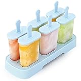Alinana Eis am Stiel, 6-fach Eisformen Eis am Stiel, BPA-frei aus Wassereis Formen, Wiederverwendbare Eisformen, Spülmaschinenfest (Blau)