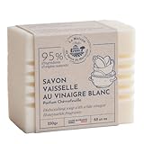 La Maison du Savon de Marseille Französische Spülblockseife, umweltfreundlich, nachhaltig und plastikfrei, Entfettungs- und Entkalkungswirksamkeit, Geißblatt-Duft, 250 g Riegel