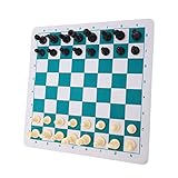 ZDETGU Tragbares Schachsatz mit Plastikstücken für und Erwachsene Ideal für Reisen und Versammlungen mit PU Lederbrett