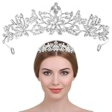 TIESOME Strass Kristall Tiara,Diadem Hochzeit Krone Stirnband Frauen Elegante Krone Braut Stirnbänder für Hochzeit Abschlussball Geburtstagsfeier Braut Haarschmuck Geschenk(silber)