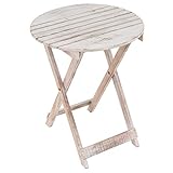 Divero Runder Klapptisch WARNEMÜNDE aus Durian-Holz - Farbe: White Wash
