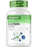 L-Lysin 2000-365 Tabletten - 1000 mg pro EINER Tablette - Aus pflanzlicher Fermentation - Laborgeprüft - Ohne unerwünschte Zusätze - Hochdosiert - für Vegan, Immunsystem