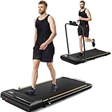 UMAY 2-in-1 Laufband für Zuhause klappbar 1650W, Walking Pad mit extra breitem 41 cm Laufband, rutschfest und stoßdämpfend Treadmill for Home mit Einer Tragfähigkeit von 115 KG,C1 Schwarz