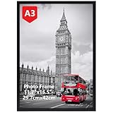 Giftgarden Schwarzer Bilderrahmen A3, Einzel Rahmen für 30x42 cm Fotos und Bilder | Großer Posterrahmen – ausschließlich für horizontale oder vertikale Wandmontage, 29,7x42 cm Fotorahmen