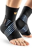 WHCOOL Knöchelbandage mit 3D-Netzgewebe, Leichte Sprunggelenkbandage für Plantarfasziitis & Achillessehne, Verstellbare Fußbandage stabilisiert sanft, für Sport (Schwarz, L)