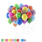 110 Stück Latex Ballons 12 Zoll(30cm) - 10 Matte Farben + 10 Konfetti-Ballons mit 100 Klebepunkten für Geburtstag, Hochzeit, Party,Baby Shower,Jubiläum Deko
