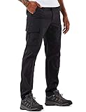 YAWHO Herren Wanderhose Outdoorhose Trekkinghose Softshellhose Funktionshose Cargohose/Schnell Trockend Wasserdicht Winddicht (Black,XL)