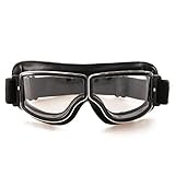 evomosa Motorradbrille PU Leder Sonnenbrillen Sportbrille Retro Radbrille für ATV Bike Motocross Brille Schutzbrille (Schwarze B)