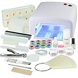 NAILS FACTORY N&BF | UV Gel Nagelstudio Starter Set Weiß | Nagel Gel Set mit Nailart | UV Lampe und UV Gel