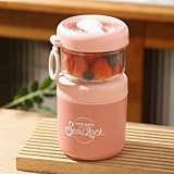 MüSlibecher to go, Jogurtbecher für Unterwegs mit löffel,Joghurt to Go Becher,304-Edelstahl-Liner,Doppelschicht Auslaufsicherer Joghurtbecher,Salatbecher für Mikrowelle, Spülmaschine(530ml+330ml)