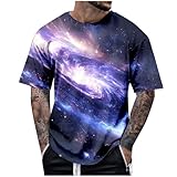 Sternenhimmel T-Shirts Rundhals Galaxie Universum Stern Weltraum Grafik Tshirt Sommer Oversized Shirts Herren Galaxy Shirt Kurzarm 3D Drucken Karneval Kostüme Freizeitshirt