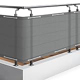 Sol Royal Balkon Sichtschutz PES SolVision PB2 100x500 cm Grau - Balkonumspannung mit Ösen & Kordel, wasserabweisend & witterungsfest - blickdichte Balkonbespannung 160 g/m² mit UV-Schutz