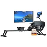 Skandika Rudergerät Nemo III Hybrid | Wasser- und Magnetwiderstand, 32 elektrische Widerstandsstufen, 15 Programme, bis 200 cm, App-kompatibel, aufstellbar | Wasserrudergerät, Fitnessgerät für Zuhause