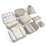 YoniYa Koffer Organizer Set 8-teiliges Packing Cubes Packwürfel für Reise Gepäck Organizer Packtaschen Kleidertaschen für Urlaub Verpackungswürfel Aufbewahrungstaschen für Kleider Schuhe Unterwäsche