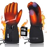 Beheizbare Handschuhe Herren und Damen Beheizte Handschuhe Mit 7.4V 3000mAh Wiederaufladbare Batterie, 5 Einstellbarer Temperatur, Wasserdicht Heizhandschuhe Für Skifahren Radfahren