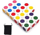 DollaTek 20PCS Farbwürfel mit Punkten Anpassbare Würfel sechsseitige Würfel 16 mm/Machen Sie einfache Klassenzimmerspiele zum Unterrichten von Primär- und Sekundärfarben