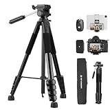 K&F Concept Kamera Stativ S255A3+BV01, Leichtes Stativ mit Tasche,190cm Handy Stativ,Tripod für Canon Nikon Sony Kamera/DSLR/Camcorder,Stativ für Smartphone,Reisestativ mit Handy-Tablet-Halterung