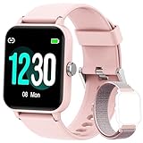 Blackview Smartwatch Damen, Fitness Tracker, 1,85 Zoll HD Voll Touchscreen, Armbanduhr mit Pulsmesser Schlafmonitor, SpO2, Schrittzähler Uhr Sportuhr Stoppuhr Aktivitätstracker für Android iOS, Rosa