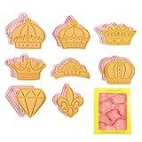 Poupangke Kronen-Ausstechformen, 3D-Kronen-Ausstechformen-Set, Fondant-Ausstechformen der Prinzessinnen-Kronen-Serie, Cartoon Spaß Cookie Form Prinzessin Cutter Kinder Backen Set 3D Stempel