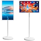 Tragbarer Monitor,8+128G Speicher-Smart-Screen,Drehbares Display mit Mobiler Basis,Eingebauter Akku,Hochauflösender Touchscreen-Fernseher mit KameraMobile TV für Außenbereich,21.5in