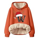 Weihnachts Hoodie Damen Langarm Xmas Pullover mit Kapuze Bedruckt Kapuzenpullover Fleece Weihnachten Sweatshirt Winter Elegant Weihnachtspullover Lustig Weihnachtspulli Bequeme Casual Pulli Tops