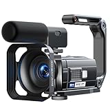 Videokamera 5K 56MP Camcorder Vlogging Kamera für YouTube,WiFi Nachtsicht 3' 270° drehbarer Touchscreen Video Vlogging Camera mit 64GB Karte, Mikrofon, Stabilisator, Fernbedienung,2 Batterien,Stativ