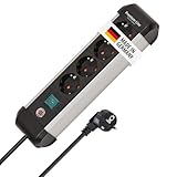 Brennenstuhl Premium-Alu-Line Steckdosenleiste 4-Fach/Steckerleiste aus hochwertigem Aluminium (Mehrfachsteckdose mit Schalter und 1,8m Kabel, Made in Germany)