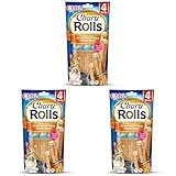 INABA Churu Rolls Reich an Hähnchen und Thunfisch Katzenleckerlis | Getreidefrei, Zuckerfrei, ohne künstliche Aromen Katzensnacks 40 g (3er Pack)