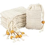 Seifensäckchen Bio, 10 Stück Seifensack Zum Duschen aus 100% Sisal Baumwolle, Seifensäckchen für Feste Seife, Mesh Seifenbeutel für Feste Seife, Natur Seifen Säckchen