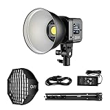 GVM 80W LED Videoleucthe mit Softbox, APP Steuerung 2700K-7500K LED Studio Dauerlicht, Konferenz Beleuchtung mit 8 Licht Effekte, Bi-Color LED fotolicht für Video YouTube Studio live Streaming