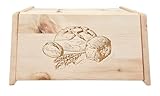 Metallfreie Brotbox mit Klappe und Gravur aus Zirbenholz Massiv Brotkasten 40.10-047