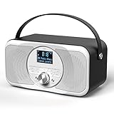 i-box DAB Radio Tragbar, DAB Plus Radio, FM Radio, Tragbarer Bluetooth-Lautsprecher, Digitalradio, USB-Aufladung für 15 Stunden Wiedergabe, 20W Stereo-Lautsprecher, wiederaufladbar, LED-Display,