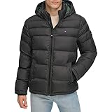 Tommy Hilfiger Herren Classic Hooded Puffer Jacket Daunenalternative, Oberbekleidung, Mantel, schwarz, Groß