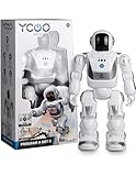 YCOO 88071 Programm A BOT X by Silverlit, Ferngesteuerter Roboter, programmierbar, Ton- und Lichteffekte, Bewegungssensoren, multidirektionale Steuerung, Reichweite 1m, 40 cm, weiß, ab 5 Jahren