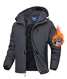 Zoofly Skijacke Herren Winterjacke Warm Gefüttert Winter Jacke für Männer Trekkingjacke Wanderjacke Mann Mehr Taschen Grau M