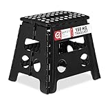 Relaxdays Klapphocker faltbar, Camping Hocker, Kinder Badhocker, bis 150 kg, Kunststoff, HxBxT: 28 x 37 x 31 cm, schwarz
