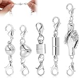 JRYXD Magnet Schmuck Verschlüsse, 5 Stile Magnetverschluss Doppel Karabinerverschluss Für Halskette Armbänder Schmuckherstellung Verbindungsschnallen, Diy (Silber)