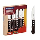 Tramontina JUMBO 6 Steakmesser, Wellenschliff, rostfreier Edelstahl, scharf, spülmaschinenfest, FSC-zertifizierte Holzgriffe, ergonomisch, 6-teiliges Set, Messerset