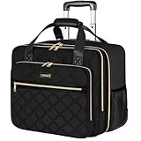 Ytonet Business Trolley Damen, Laptop Trolley 17,3 Zoll Laptop, Laptoptasche mit Rollen Wasserdicht, Business Aktenkoffer Damen mit Rädern, Pilotenkoffer mit Rollen für Reisen, Arbeit, Schule, Schwarz