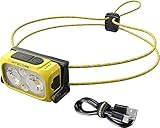 Nitecore Stirnlampe NU21, leicht, USB-C-aufladbare LED Kopflampe, 360 Lumen, 58 m Leuchtweite, Rotlicht für Nachtsicht, gelb