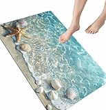 Fooyho Badematte Strand, Badematte rutschfest Badteppich 120x180 cm Badezimmerteppich Groß Teppich Badezimmer, Badematten Bad Teppiche Vorleger Duschvorleger Schnelltrocknend Badzimmermatte 72