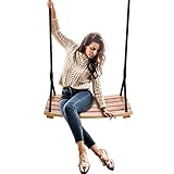 Taeku Schaukel Holz, Erwachsene Brettschaukel Spielplatz Garten Schaukel Kinderschaukel mit Höhenverstellbar Seil für Innen Außenbereich (60 * 25cm)