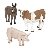 Terra Bauernhoftiere Figuren – Kuh, Schwein, Esel – Realistische Tierfiguren Set, Kinder Bauernhof Spielzeug für Mädchen und Jungen ab 3 Jahre