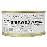 Delikatess Leberwurst Dosenwurst 120g hausmacher Wurstkonserve aus Schweine und Kalbfleisch mit 30 Prozent Leber traditionelle Rezeptur ideal für Brotzeit Camping und Notration von Metzgerei Bühle