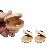 TSUWNO Kastagnetten Holz Kastagnetten 2Pcs, für Kinder Baby Musikinstrumente aus Holz Holz Finger Kastagnetten Holzklöppel Schlaginstrumente für Kleinkinder Kinder Erwachsene