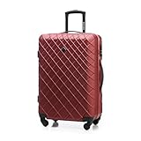 WITTCHEN Reisekoffer Rollkoffer Trolley Mittlerer Koffer Handgepäck Hartschale aus ABS mit 4 Spiner Rollen Zahlenschloss Teleskopgriff Classic line Größe L Burgund