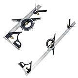 2 x 300 mm rechtwinkliges Lineal, Edelstahl, verstellbar, Kombi-Winkelmesser, Winkelmesser, Messwerkzeug für Ingenieure, Tischler
