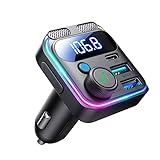 JOYROOM 48W Bluetooth Adapter Auto,【Bass & Hi-Fi Stereo】FM Transmitter Auto Bluetooth 5.3,【30W PD USB C & Freisprechanlage】Transmitter für Auto Bluetooth, Dual-Mikrofon & LED-Licht, Bluetooth & U-Disk