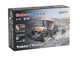 fischertechnik Tractor 576107 – pädagogisches Konstruktionsspielzeug, Traktor mit Anhänger, Bausatz für Kinder ab 7 Jahren, orange