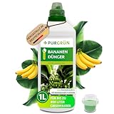 Purgrün® Bananen-Dünger 1 Liter – Extra Stickstoff für schnelles Wachstum – Spurennährstoffe für intensive Blattfärbung – Ergiebiges Konzentrat für bis zu 400 Liter Gießwasser – Profi-Flüssigdünger